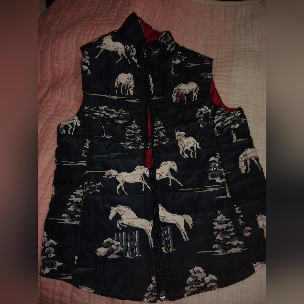 Ariat Kids Reversible Horse Print Vest - Navy and White